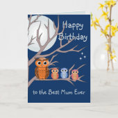 Niedliche Geburtstag-Owls-Faltkarte Karte (Gelbe Blume)