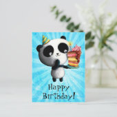 Niedliche Geburtstag Panda mit Kuchen Postkarte (Stehend Vorderseite)