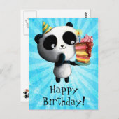 Niedliche Geburtstag Panda mit Kuchen Postkarte (Vorne/Hinten)