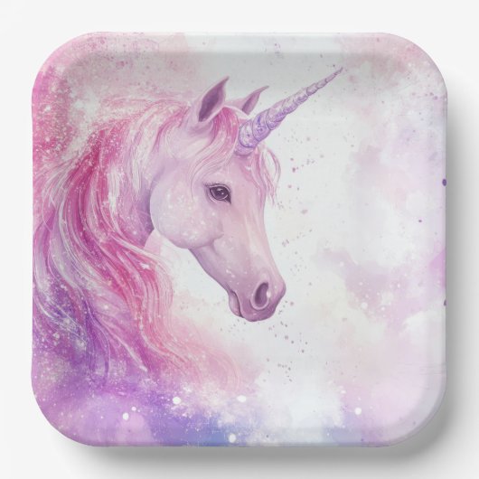 Niedliche Geburtstag Party Einhornpapierplatte Pappteller (Vorderseite)