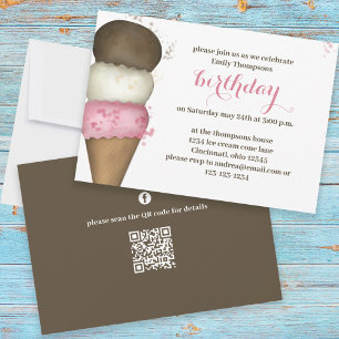 Niedliche Geburtstag Party Eiscreme Cone Custom Einladung