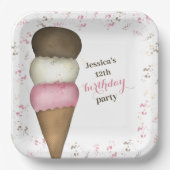 Niedliche Geburtstag Party Eiscreme Pappteller (Vorderseite)