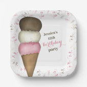Niedliche Geburtstag Party Eiscreme Pappteller (Vorderseite)