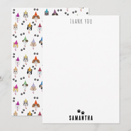 Niedliche Geburtstag Party Hunde Muster Dankeskarte (Vorne/Hinten)