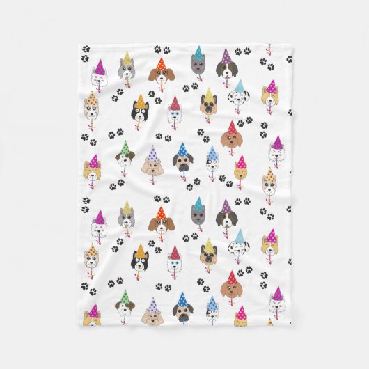 Niedliche Geburtstag Party Hunde Muster Fleecedecke (Vorderseite)
