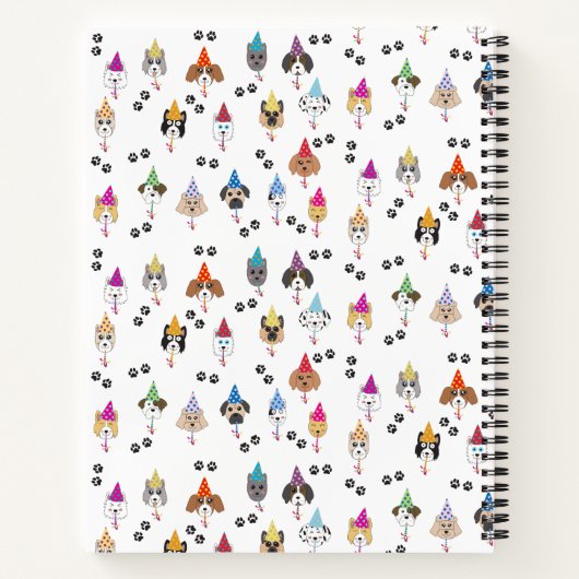 Niedliche Geburtstag Party Hunde Muster Notizblock (Rückseite)