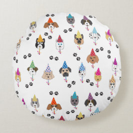 Niedliche Geburtstag Party Hunde Muster Rundes Kissen