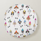 Niedliche Geburtstag Party Hunde Muster Rundes Kissen (Rückseite)