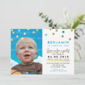 Niedliche Geburtstag Party INVITE blauen Imitate G Einladung (Stehend Vorderseite)