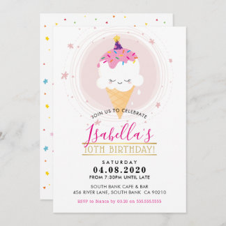 NIEDLICHE GEBURTSTAG PARTY INVITE kawaii Eiskronen Einladung
