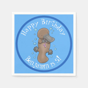 Niedliche Geburtstag personalisierte Platypus Cart Serviette