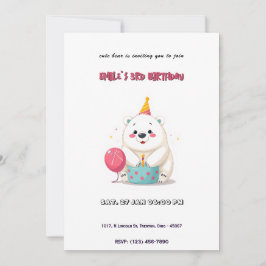 Niedliche Geburtstag Polar Bär mit Party Hat Einladung