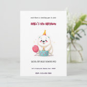 Niedliche Geburtstag Polar Bär mit Party Hat Einladung (Stehend Vorderseite)