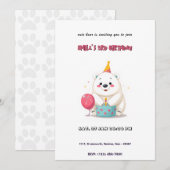 Niedliche Geburtstag Polar Bär mit Party Hat Einladung (Vorne/Hinten)