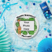 Niedliche Geburtstag Safari-Giraffe | Tropenwald Pappteller (Party)