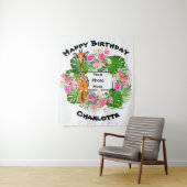 Niedliche Geburtstag Safari-Giraffe | Tropenwald Wandteppich (Beispiel)