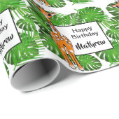 Niedliche Geburtstag Safari | Tropenwald Geschenkpapier (Rolleneckpunkt)