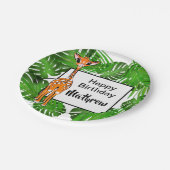 Niedliche Geburtstag Safari | Tropenwald Pappteller (Schrägansicht)