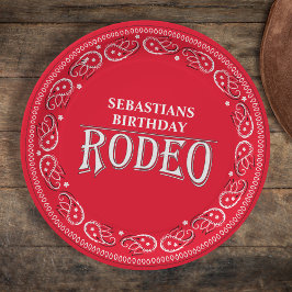 Niedliche Geburtstag Simple Rodeo Typografy Red Ba Pappteller
