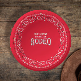 Niedliche Geburtstag Simple Rodeo Typografy Red Ba Pappteller