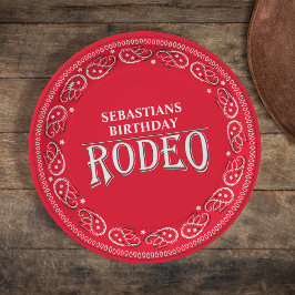 Niedliche Geburtstag Simple Rodeo Typografy Red Ba Pappteller