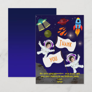 Niedliche Geburtstag Space Astronaut Dankeskarte