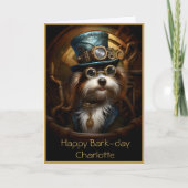 Niedliche Geburtstag Steampunk Dog Individuelle Na Karte (Vorderseite)