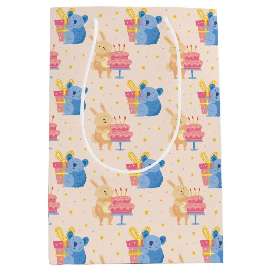 Niedliche Geburtstag Tiere Mittlere Geschenktasche Geschenktüte (Vorderseite)