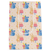 Niedliche Geburtstag Tiere Mittlere Geschenktasche Geschenktüte (Rückseite)