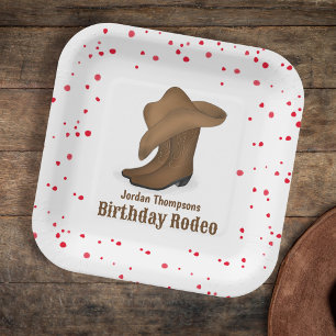 Niedliche Geburtstag Whimsical Cowboy Rodeo Simple Pappteller
