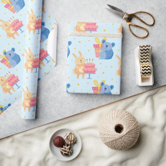 Niedliche Geburtstag Wrapping Paper Geschenkpapier (Kunsthandwerk)