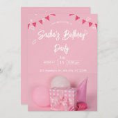 niedliche Geburtstagseinladung von gürtnerisch-ros Feiertagskarte (Vorne/Hinten)