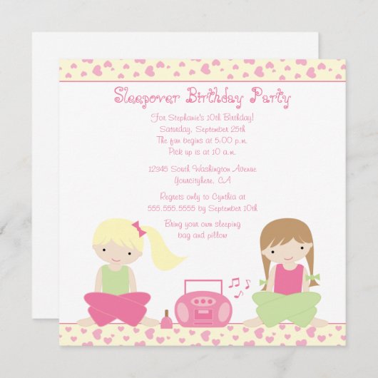 Niedliche Geburtstagsfeier Einladung (Vorne/Hinten)