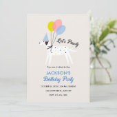 Niedliche Geburtstagsfeier für Haustiere Einladung (Stehend Vorderseite)