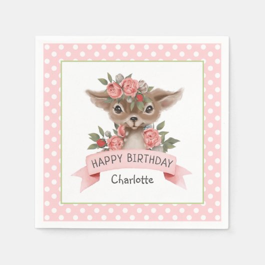 Niedliche Geburtstagsfeier für Mädchen Serviette (Vorderseite)