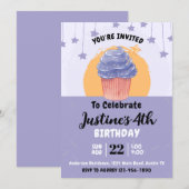 Niedliche Geburtstagspartei Cupcake Einladung (Vorne/Hinten)