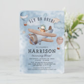 Niedliche Geburtstagspartei des Flugzeugs Einladung (Stehend Vorderseite)