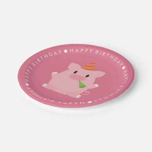 Niedliche Geburtstagspartei Pappteller (Schrägansicht)