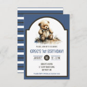 Niedliche Geburtstagsparty des Tedd Bären Einladung (Vorne/Hinten)