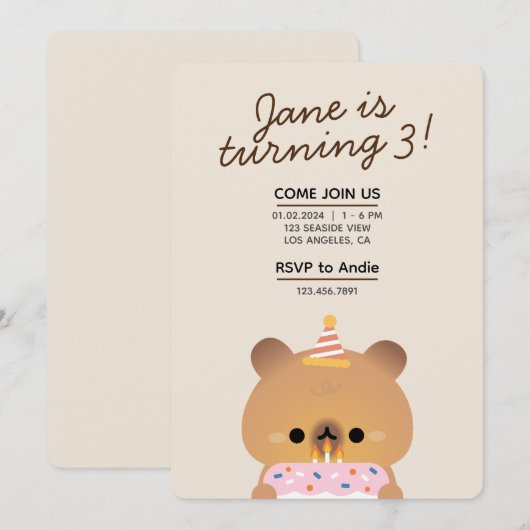 Niedliche Geburtstagsparty Einladung (Vorne/Hinten)