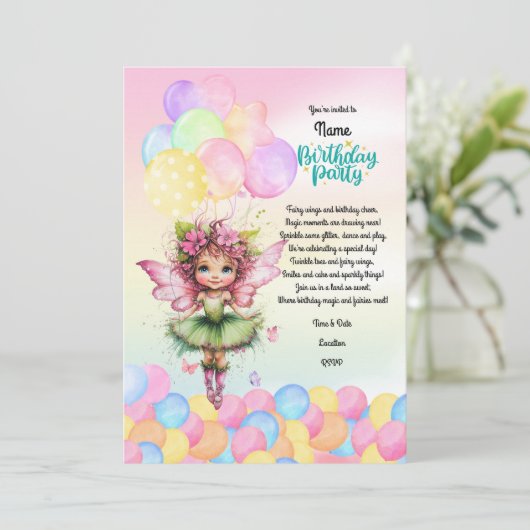 Niedliche Geburtstagsparty Einladung - Gartengarte (Stehend Vorderseite)