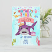 Niedliche Geburtstagsparty für Haie Einladung (Stehend Vorderseite)