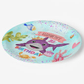 Niedliche Geburtstagsparty für Haie Pappteller (Schrägansicht)