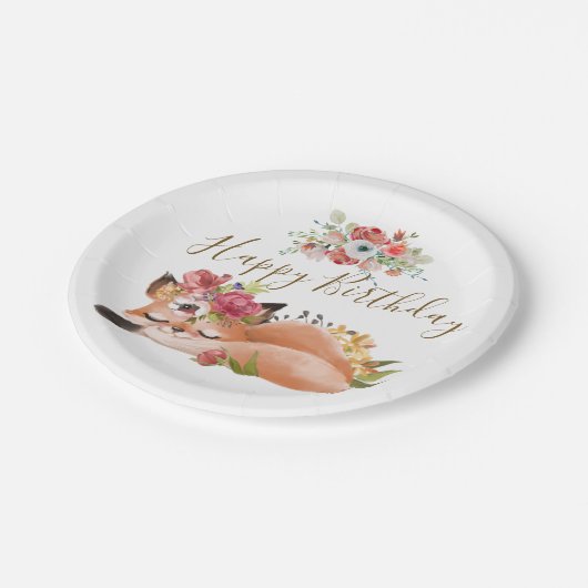 Niedliche Geburtstagsparty Pappteller (Schrägansicht)