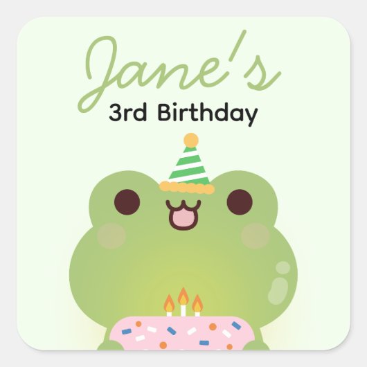 Niedliche Geburtstagsparty Quadratischer Aufkleber (Vorderseite)