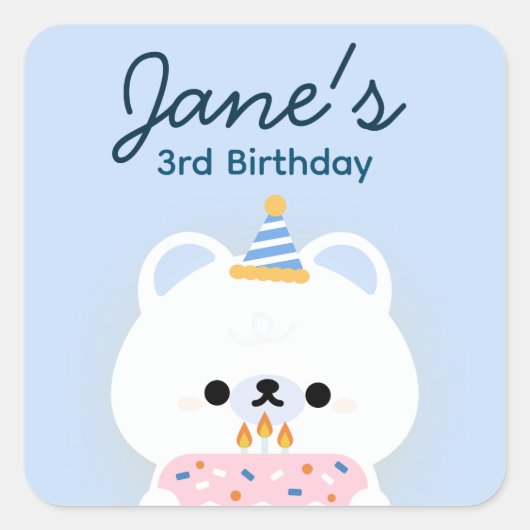 Niedliche Geburtstagsparty Quadratischer Aufkleber (Vorderseite)