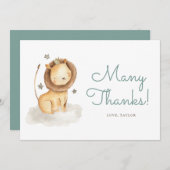 Niedliche Geburtstagsparty von Löwenprinz Dankeskarte (Vorne/Hinten)