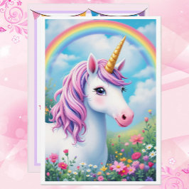 Niedliche Geburtstagsparty von Unicorn: Details hi Einladung