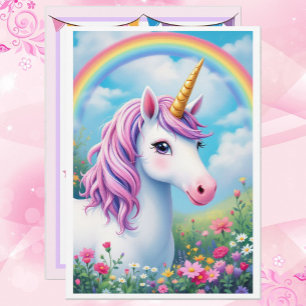 Niedliche Geburtstagsparty von Unicorn: Details hi Einladung