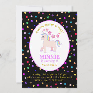 Niedliche Geburtstagsparty von Unicorn Einladung
